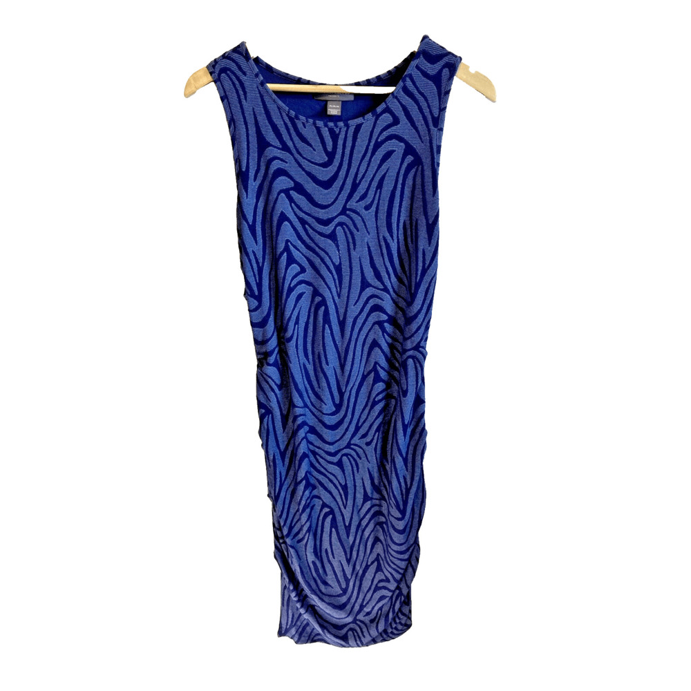 A Pea in the Pod blue swirl rouched sides Maternity Dress womans size‎ Medium